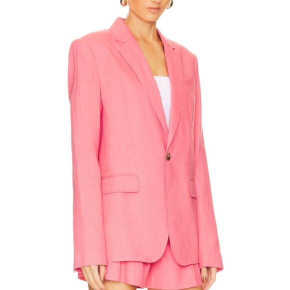 A.L.C. 'Donovan' Linen-Blend Blazer Jacket, Dark Grapefruit - Picture 2 of 3